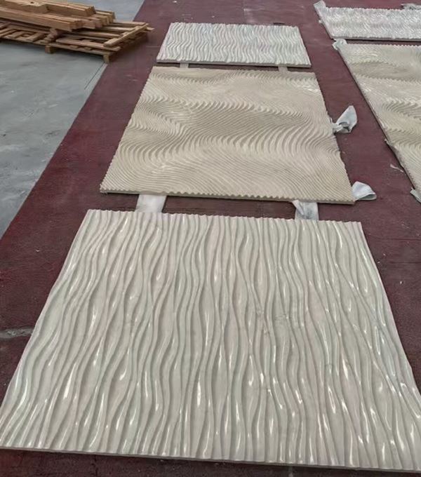 Bēša marmora 3D Water Ripple sienas flīzes