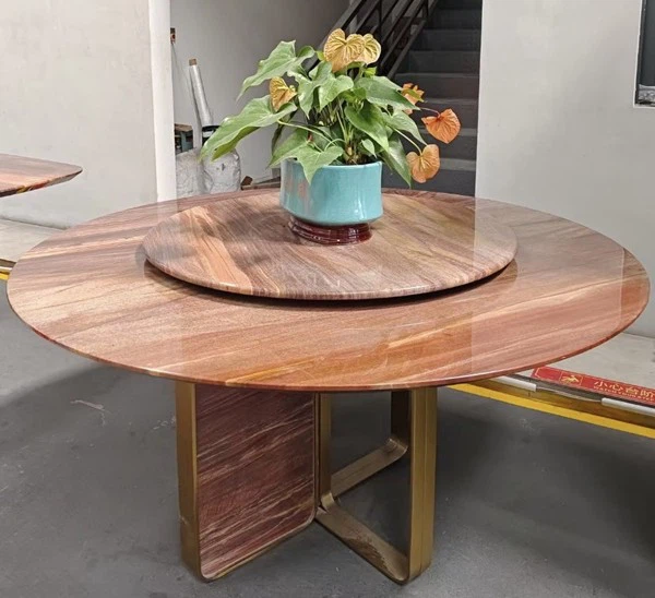Red Wood Marble round table