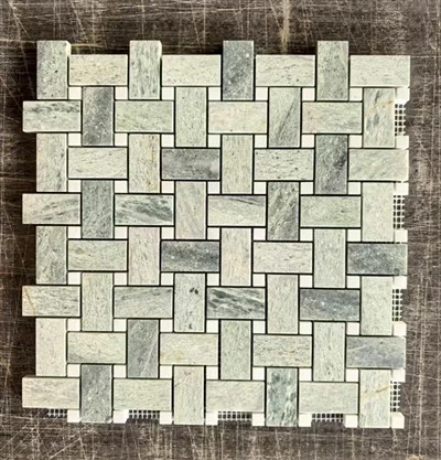 Basketweave marmora mozaīkas flīzes